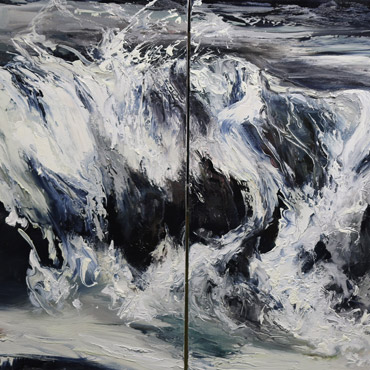 Foam, 30x60 Diptych, Oil on Canvas