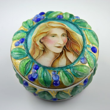 Kelly, Cloisonne & Sculpted Limoges Enamel, 4x2½ (Private Collection)