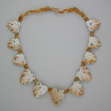 Enameled Leaves, Fine Silver, Enamel, Drusy, Citrine