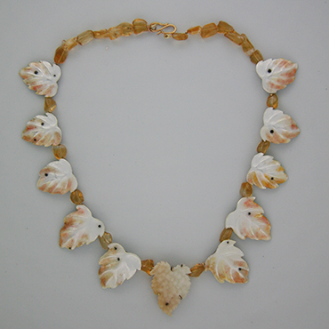 Enameled Leaves, Fine Silver, Enamel, Drusy, Citrine