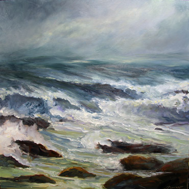Stormy Sea, 30x30, Oil on Canvas